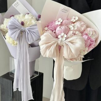 French Pearlescent Snow Segment Fabric Ribbon