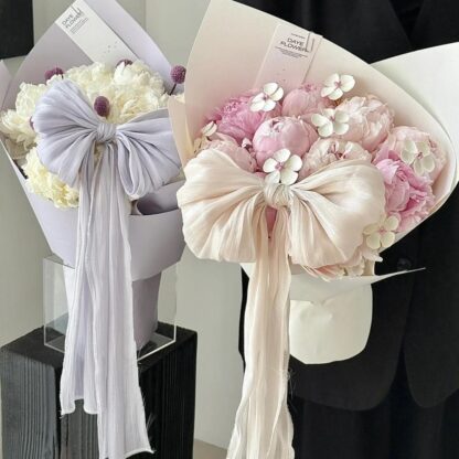 French Pearlescent Snow Segment Fabric Ribbon